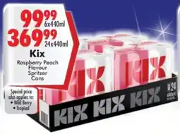 Prestons Kix Raspberry Peach Flavour Spritzer Cans offer