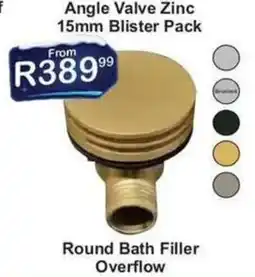 K Carrim Angle Valve Zinc Round Bath Filler Overflow offer