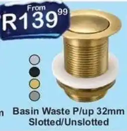 K Carrim Basin Waste P/up 32mm Slotted/Unslotted offer