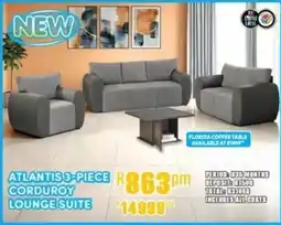 Best Home And Electric Atlantis 3-Piece Corduroy Lounge Suite offer