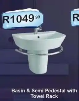 K Carrim Basin & Semi Pedestal with Towel Rack offer