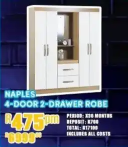 Best Home And Electric Naples 4-door 2-drawer robe offer