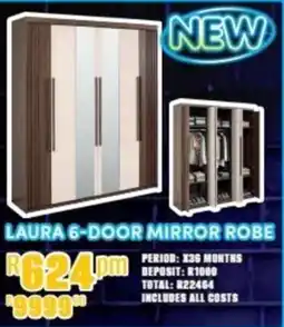 Best Home And Electric Laura 6-door mirror robe offer
