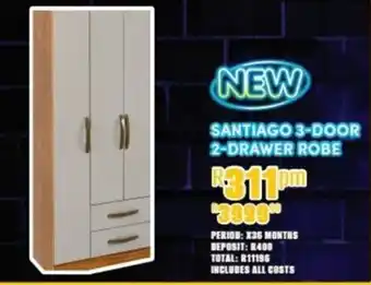 SANTIAGO 3-DOOR 2-DRAWER ROBE