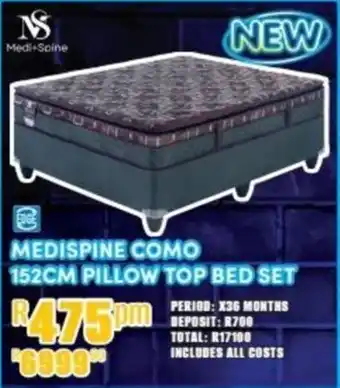 Medispine Como 152cm Pillow Top Bed Set