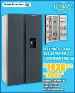 Best Home And Electric Kelvinator SBS SS Water Dispenser Fridge offer
