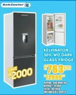 Best Home And Electric Kelvinator WD Dark Glass Fridge offer
