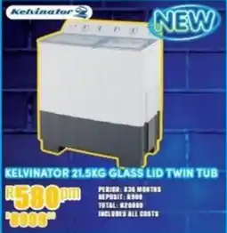 Best Home And Electric Kelvinator 21.5KG Glass Lid Twin Tub offer