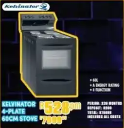 Best Home And Electric Kelvinator 4-Plate 60cm Stove offer