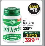 Dis-Chem ESI Ten Herbs 100 Tablets-For 2 offer