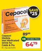 Dis-Chem Cepacol Medsip Hot Medicated Drink For Colds & Flu 8 x 5g Sachets offer