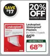 Dis-Chem Leukoplast Waterproof Plasters 8 x 10cm/5 Pack offer