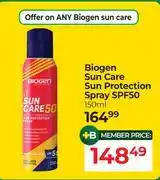 Dis-Chem Biogen Sun Care Sun Protection Spray SPF50-150ml offer