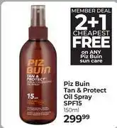 Dis-Chem Piz Buin Tan & Protect Oil Spray SPF15 (2 + 1 Cheapest Free)-150ml offer