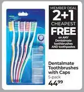 Dis-Chem Dentalmate Toothbrushes With Caps (5 Pack) (2 + 1 Cheapest Free)-Per Pack offer
