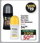 Dis-Chem Garnier Roll On For Men Or Women-For 2 x 50ml offer