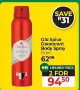 Dis-Chem Old Spice Deodorant Body Spray-For 2 x 150ml offer