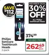 Dis-Chem Philips Sonicare Toothbrush Heads (2 Pack)-Per Pack offer