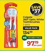 Dis-Chem Colgate 360° Optic White Toothbrushes (2 Pack)-Per Pack offer