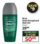 Dis-Chem Brut Anti Perspirant Roll On-For 2 x 50ml offer
