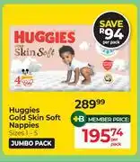 Dis-Chem Huggies Gold Skin Soft Nappies (Sizes 1-5)-Per Pack offer