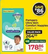 Dis-Chem Pampers Ultra Skin Comfort Nappies (Sizes 1-6) Value Pack-Per Pack offer