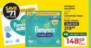 Dis-Chem Pampers Sensitive 6 x 56 Or Complete Clean 6 x 64 Baby Wipes Value Pack-Per Pack offer