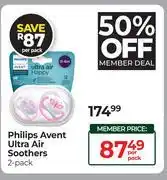 Dis-Chem Philips Avent Ultra Air Soothers 2 Pack-Per Pack offer