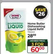 Dis-Chem Home Butter Dishwashing Liquid Refill-For 3 x 750ml offer
