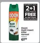 Dis-Chem Doom Multi Insect Killer Aerosol (2 + 1 Cheapeast Free) -450ml offer