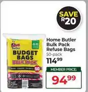 Dis-Chem Home Butler Bulk Pack Refuse Bags-50's Pack offer