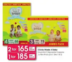 Clicks Clicks Made 4 Baby Dryprotect Disposable Nappies offer
