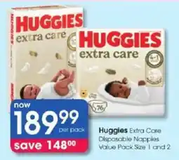 Clicks Huggies Extra Care Disposable Nappies offer