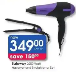 Clicks Safeway 2200 Watt Hairdryer and Straightener Set offer