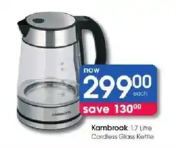 Clicks Kambrook 1.7 Litre Cordless Glass Kettle offer