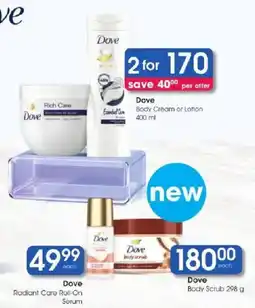 Clicks Dove Body Cream or Lotion offer