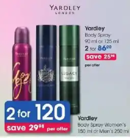 Clicks Yardley Body Spray offer