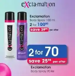 Clicks Exclamation Body Spray offer