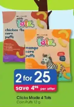 Clicks Clicks Made 4 Tots Corn Puffs offer