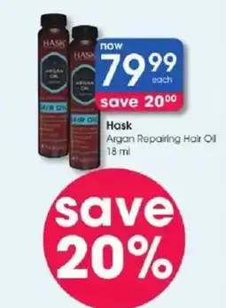 Clicks Hask Argan Repairing Hair Oil offer
