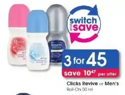 Clicks Clicks Revive or Men's Roll-On offer