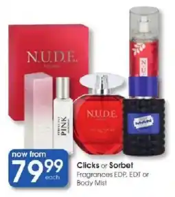 Clicks NUDE. Fragrances offer