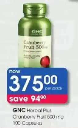 Clicks GNC Herbal Plus Cranberry Fruit 500 mg offer