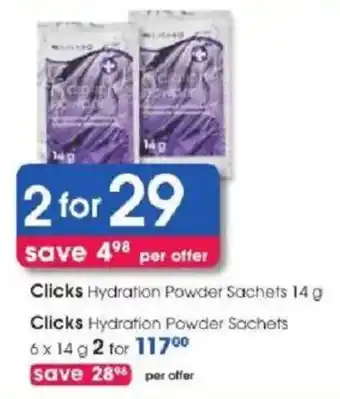 Clicks Clicks Hydration Powder Sachets offer