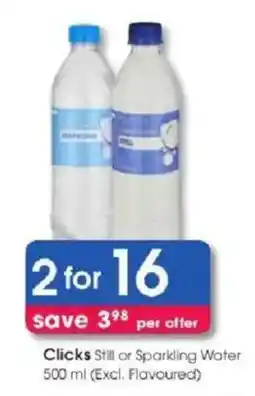 Clicks Clicks Still or Sparkling Water offer