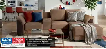 2-Division Tristen Corner Chaise Lounge Suite with Console