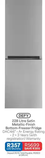 OK Furniture Defy Satin Metallic-Finish Bottom-Freezer Fridge offer