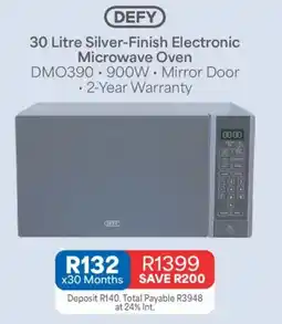 OK Furniture DEFY 30 Litre Silver-Finish Electronic Microwave Oven offer