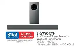 OK Furniture SKYWORTH 2.1-Channel Soundbar with Wireless Subwoofer offer