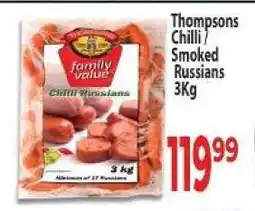 Supa Store Thompsons Chilli Smoked Russians 3Kg offer